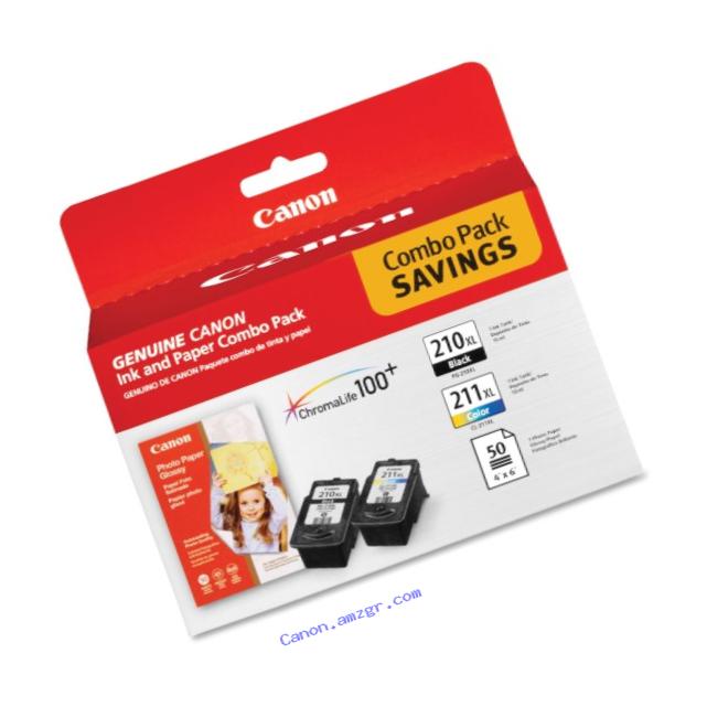 Canon PG-210 XL and CL-211 XL Ink and Glossy Photo Paper Combo Pack, Compatible to MP495,MP280,MP490,MP480,MP270,MP240, MX420,MX410,MX350,MX340 and MX330
