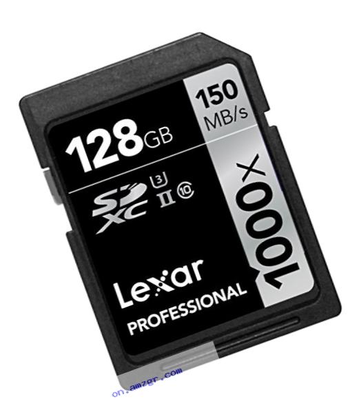 Lexar Professional 1000x 128GB SDXC UHS-II/U3 Card (Up to 150MB/s read) w/Image Rescue 5 Software LSD128CRBNA1000