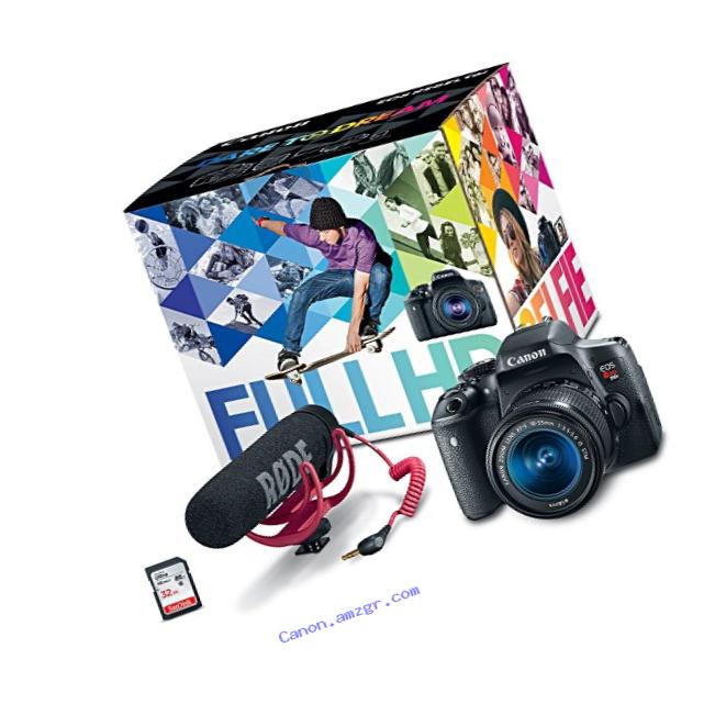 Canon EOS Rebel T6i Video Creator Kit with 18-55mm Lens, Rode VIDEOMIC GO and Sandisk 32GB SD Card Class 10 - Wi-Fi Enabled